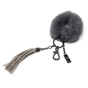 Arden Cove Gray Fuzzy Pom Pom Keychain with Tassel KEYCHAIN WITH FUZZY BRACELET